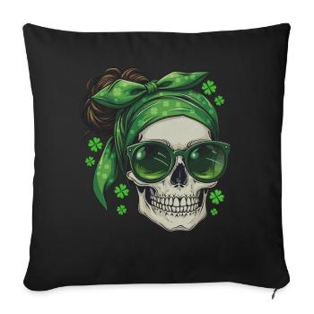 St Patricks Day Totenkopf - Sofakissenbezug 45 x 45 cm - Schwarz - Vorne