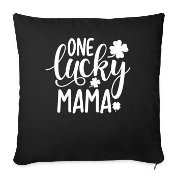 Une maman chanceuse - Housse de coussin décorative 45 x 45 cm - noir - Devant