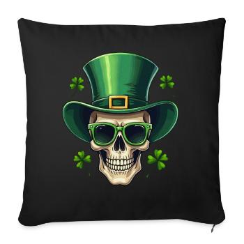 St Patricks Day Irischer Totenkopf - Sofakissenbezug 45 x 45 cm - Schwarz - Vorne