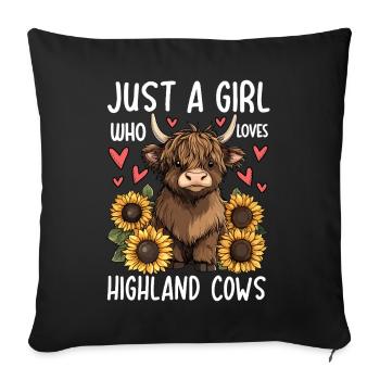 Juste une fille qui aime les vaches des Highlands - Housse de coussin décorative 45 x 45 cm - noir - Devant