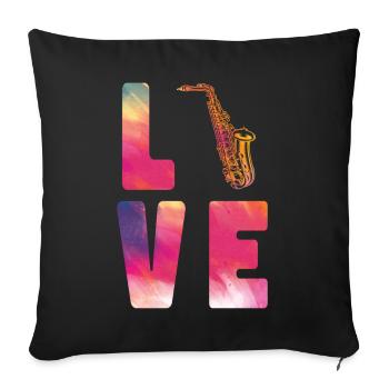 Saxophones Watercolor Love - Sofa pillowcase 17,3'' x 17,3'' (45 x 45 cm) - black - Front