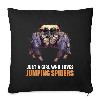 Jumping Spider Springspinnen Springspinne - Sofakissenbezug 45 x 45 cm - Schwarz - Vorne