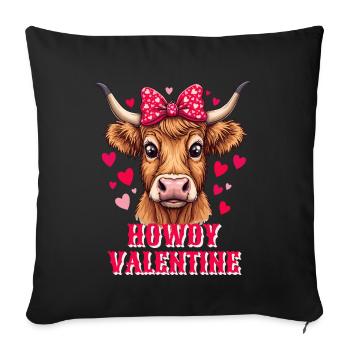La Saint-Valentin Amour Scottish Highland Cattle Moo - Housse de coussin décorative 45 x 45 cm - noir - Devant