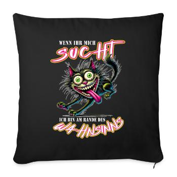 Chat fou au bord de la folie style bande dessinée - Housse de coussin décorative 45 x 45 cm - noir - Devant