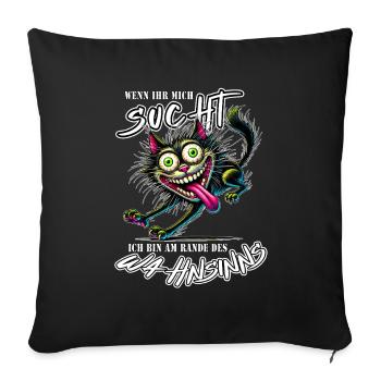 Cat on the Edge of Madness Comic Style - Sofa pillowcase 17,3'' x 17,3'' (45 x 45 cm) - black - Front