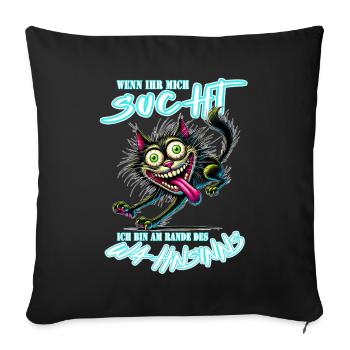Chat fou au bord de la folie style bande dessinée - Housse de coussin décorative 45 x 45 cm - noir - Devant
