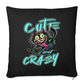 Chat mignon mais fou style bande dessinée Motif drôle - Housse de coussin décorative 45 x 45 cm - noir - Devant