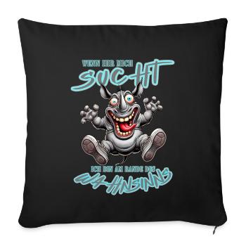 Crazy Rhino on the Edge of Madness Comic Style - Sofa pillowcase 17,3'' x 17,3'' (45 x 45 cm) - black - Front
