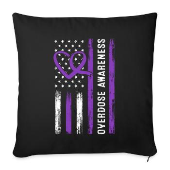 Overdose Awareness USA Flag Purple Ribbon Drug - Sofa pillowcase 17,3'' x 17,3'' (45 x 45 cm) - black - Front