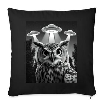 UFO Funny Owl - Sofa pillowcase 17,3'' x 17,3'' (45 x 45 cm) - black - Front