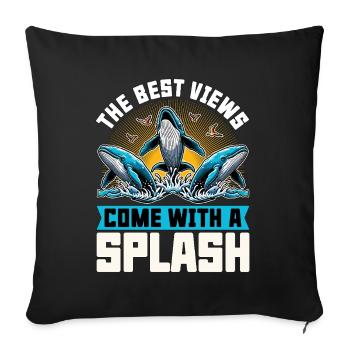 Observation des baleines Les meilleures vues viennent avec Sea Lover - Housse de coussin décorative 45 x 45 cm - noir - Devant