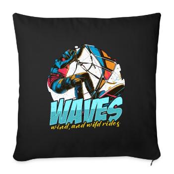 Kiteboarding Waves Wind And Wild Water Sports - Sofa pillowcase 17,3'' x 17,3'' (45 x 45 cm) - black - Front