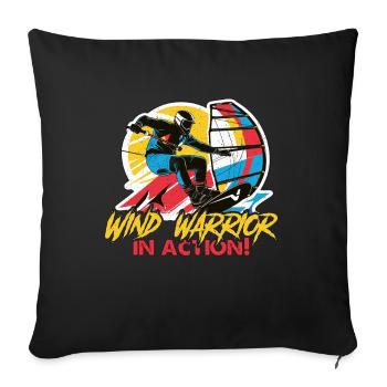Kiteboarding Wind Warrior In Action Water Sports - Sofa pillowcase 17,3'' x 17,3'' (45 x 45 cm) - black - Front