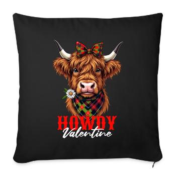 La Saint-Valentin Ecossais Highland Bovins Vache Drôle - Housse de coussin décorative 45 x 45 cm - noir - Devant