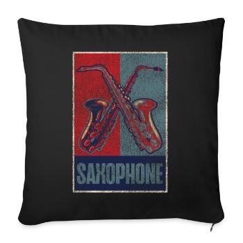 Saxophones Retro Vintage Saxophones - Sofa pillowcase 17,3'' x 17,3'' (45 x 45 cm) - black - Front