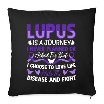 Sensibilisation au lupus SLE Ruban Violet Auto-immune - Housse de coussin décorative 45 x 45 cm - noir - Devant