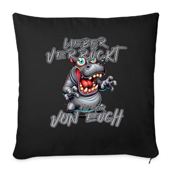 Hippopotame fou Mieux vaut fou qu’un de - Housse de coussin décorative 45 x 45 cm - noir - Devant