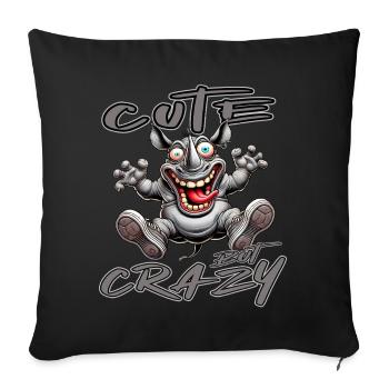 Motif drôle de bande dessinée de rhinocéros mignon mais fou - Housse de coussin décorative 45 x 45 cm - noir - Devant