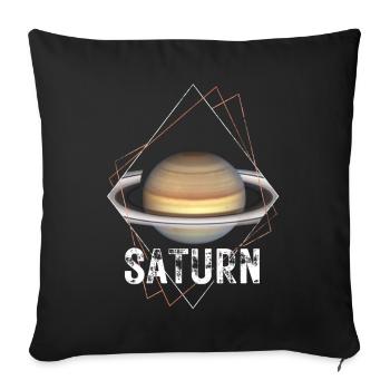 Saturne, planète, système solaire - Housse de coussin décorative 45 x 45 cm - noir - Devant