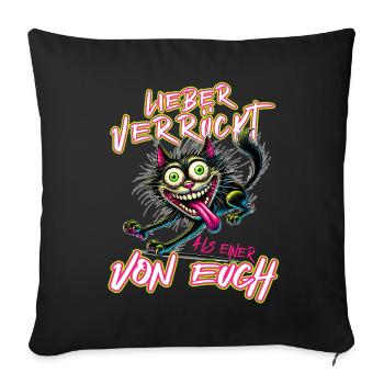 Chat fou Mieux fou que l’un d’entre vous - Housse de coussin décorative 45 x 45 cm - noir - Devant
