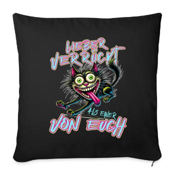 Chat fou Mieux fou que l’un d’entre vous - Housse de coussin décorative 45 x 45 cm - noir - Devant