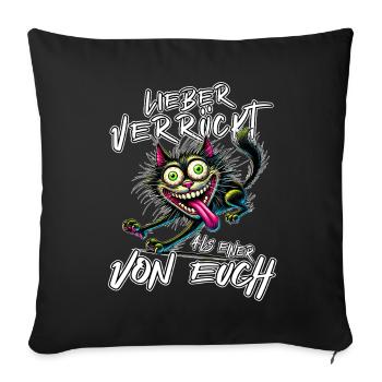 Chat fou Mieux fou que l’un d’entre vous - Housse de coussin décorative 45 x 45 cm - noir - Devant