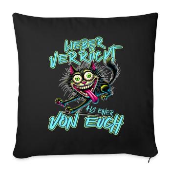 Chat fou Mieux fou que l’un d’entre vous - Housse de coussin décorative 45 x 45 cm - noir - Devant