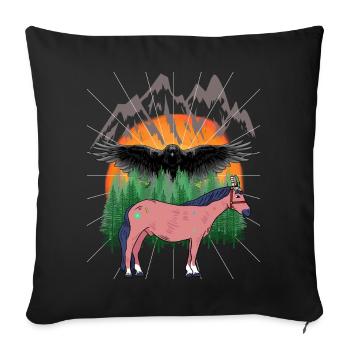 Chamanes Cheval Chevaux - Housse de coussin décorative 45 x 45 cm - noir - Devant