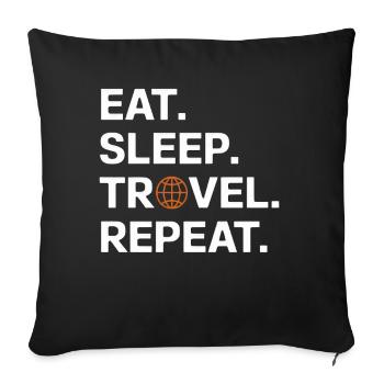 Manger dormir Voyager Répéter - Housse de coussin décorative 45 x 45 cm - noir - Devant