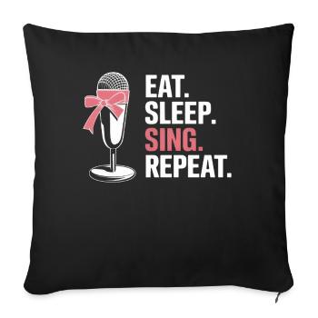 Manger Dormir Chanter Répéter - Housse de coussin décorative 45 x 45 cm - noir - Devant