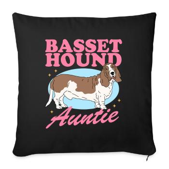 Basset Hound Aunt Dogs Dog Owner Gift - Sofa pillowcase 17,3'' x 17,3'' (45 x 45 cm) - black - Front