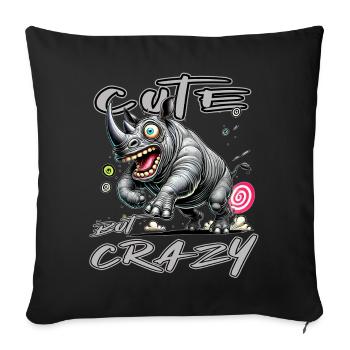 Motif drôle de bande dessinée de rhinocéros mignon mais fou - Housse de coussin décorative 45 x 45 cm - noir - Devant