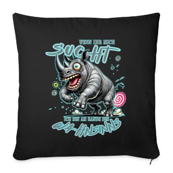 Crazy Rhino on the Edge of Madness Comic Style - Sofa pillowcase 17,3'' x 17,3'' (45 x 45 cm) - black - Front