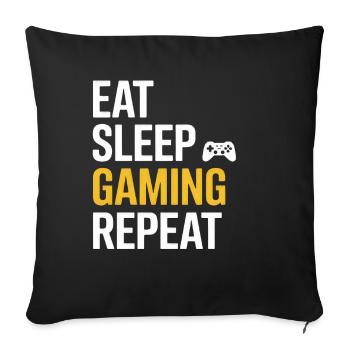 Manger dormir jeu répéter - Housse de coussin décorative 45 x 45 cm - noir - Devant