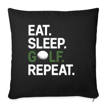 Eat Sleep Golf Repeat - Sofa pillowcase 17,3'' x 17,3'' (45 x 45 cm) - black - Front