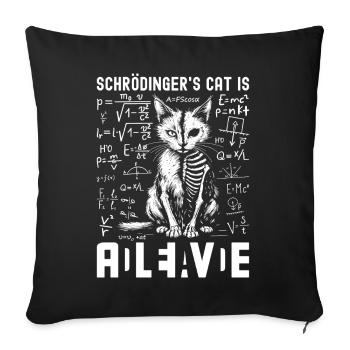 Schrödingers Katze Dead and Alive - Sofakissenbezug 45 x 45 cm - Schwarz - Vorne