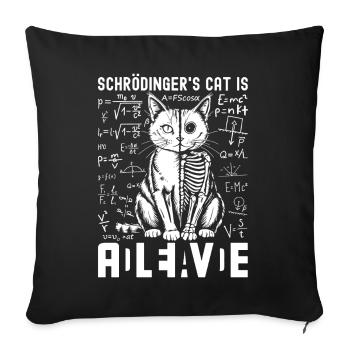Le chat de Schrödinger mort et vif - Housse de coussin décorative 45 x 45 cm - noir - Devant