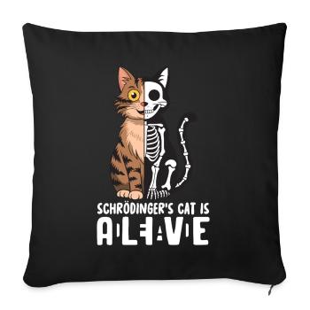 Le chat de Schrödinger mort et vif - Housse de coussin décorative 45 x 45 cm - noir - Devant