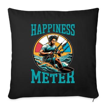 Kiteboarding Happiness Meter Water Sports Surfing - Sofa pillowcase 17,3'' x 17,3'' (45 x 45 cm) - black - Front