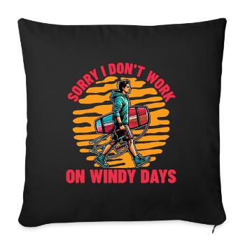 Kitesurf Désolé je ne travaille pas Adore la planche à voile - Housse de coussin décorative 45 x 45 cm - noir - Devant