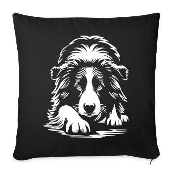 Border Collie « Black Edition » - Housse de coussin décorative 45 x 45 cm - noir - Devant