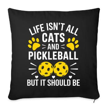 Pickleball Saying Cat Funny Pickleball Gift - Sofa pillowcase 17,3'' x 17,3'' (45 x 45 cm) - black - Front