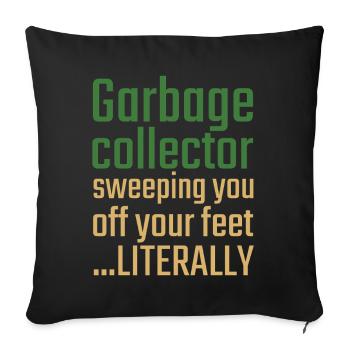Éboueur Saint-Valentin Vous balaie - Housse de coussin décorative 45 x 45 cm - noir - Devant