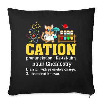 cation Drôle Définition Science Chimie Chat - Housse de coussin décorative 45 x 45 cm - noir - Devant