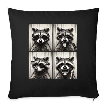 Photo booth raccoon with sunglasses - Sofa pillowcase 17,3'' x 17,3'' (45 x 45 cm) - black - Front