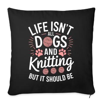 Tricot Dire Chiens Drôle Tricot Cadeau - Housse de coussin décorative 45 x 45 cm - noir - Devant