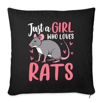 Just A Girl Who Loves Rats - Sofa pillowcase 17,3'' x 17,3'' (45 x 45 cm) - black - Front