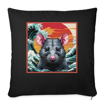 Rat in the Wave - Sofa pillowcase 17,3'' x 17,3'' (45 x 45 cm) - black - Front