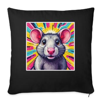 Pop Art Rat - Sofa pillowcase 17,3'' x 17,3'' (45 x 45 cm) - black - Front