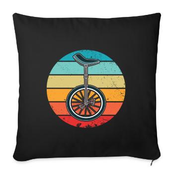 Monocycle équitation Rétro Vintage Unicycle coucher de soleil - Housse de coussin décorative 45 x 45 cm - noir - Devant